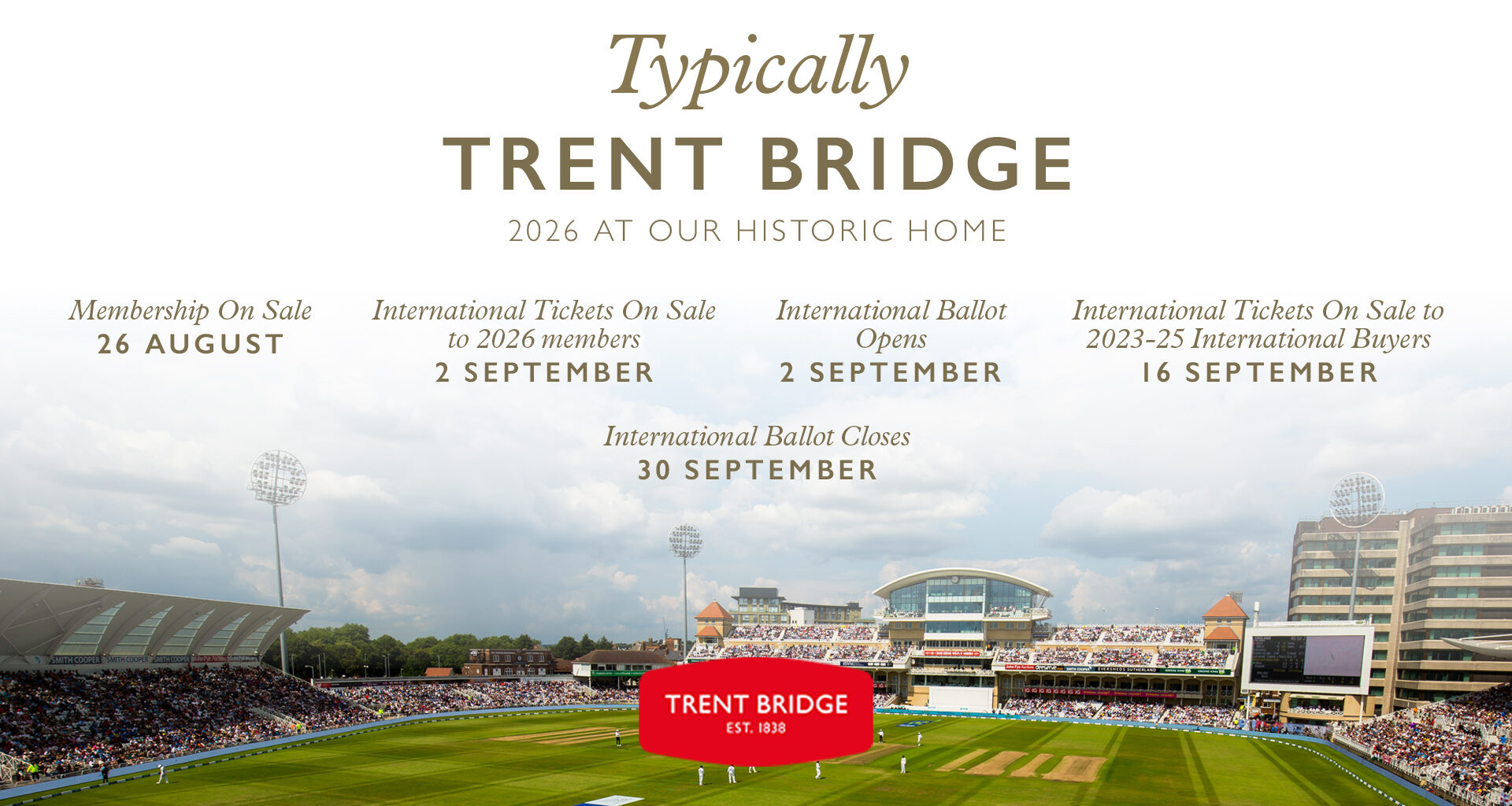ENGLAND TICKETS ON SALE TO 2026 MEMBERS