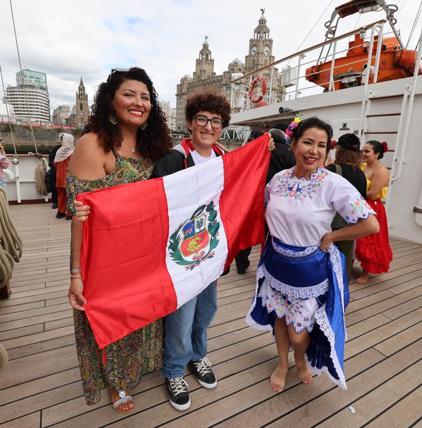 B.A.P Union a Peruvian Navy Tall Ship pictured Gina & Perez Gutierrez who live in Liverpool.