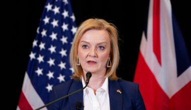 Liz Truss speaking in Washington in 2022. Pic: AP