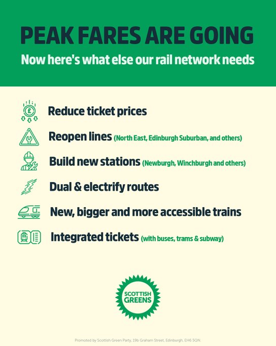 End of peak rail fares a Green win for everyone in Lothian  – The NEN – North Edinburgh News