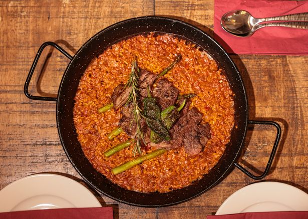 Paella, served with Ibérico pork