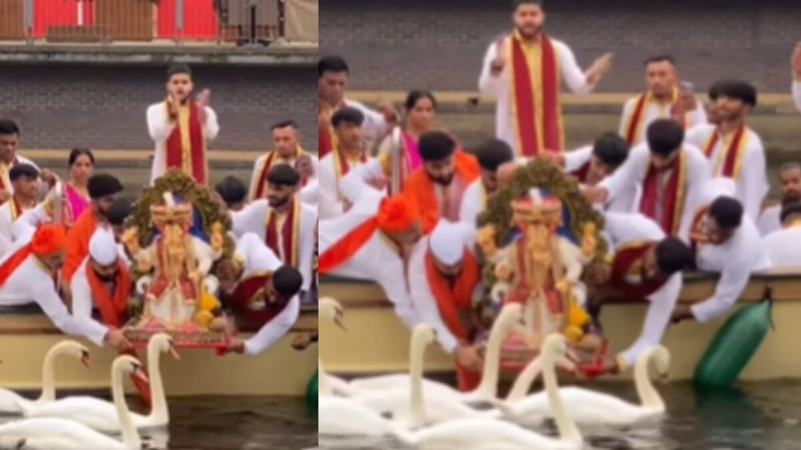 Indians perform Ganesh Visarjan in UK river, internet divided. Video