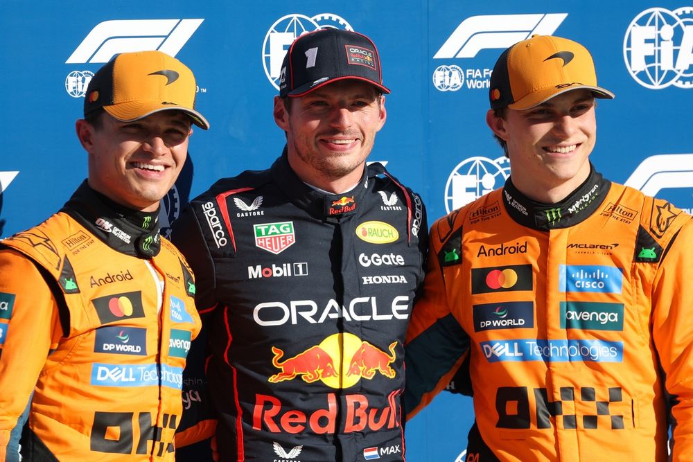 Lando Norris, McLaren, Oscar Piastri, McLaren, Max Verstappen, Red Bull Racing