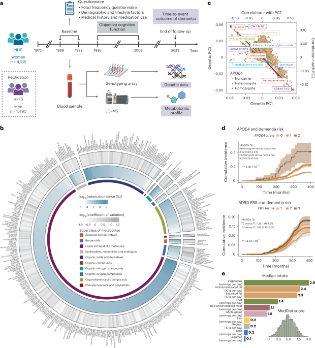 Interplay of genetic predisposition, plasma metabolome and Mediterranean diet in dementia risk and cognitive function