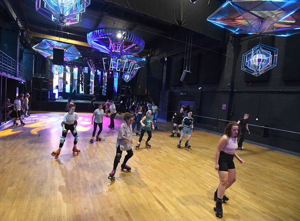 Rollerdome skaters at the Invisible Wind Factory