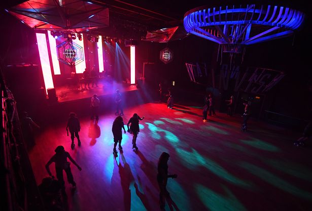 Rollerdome skaters at the Invisible Wind Factory