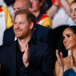 Prince Harry, Duke of Sussex and Meghan, Duchess of Sussex are seen during the closing ceremony of the Invictus Games Düsseldorf 2023 at Merkur Spiel-Arena on September 16, 2023 in Duesseldorf, Germany. (Photo by Joshua Sammer/Getty Images)