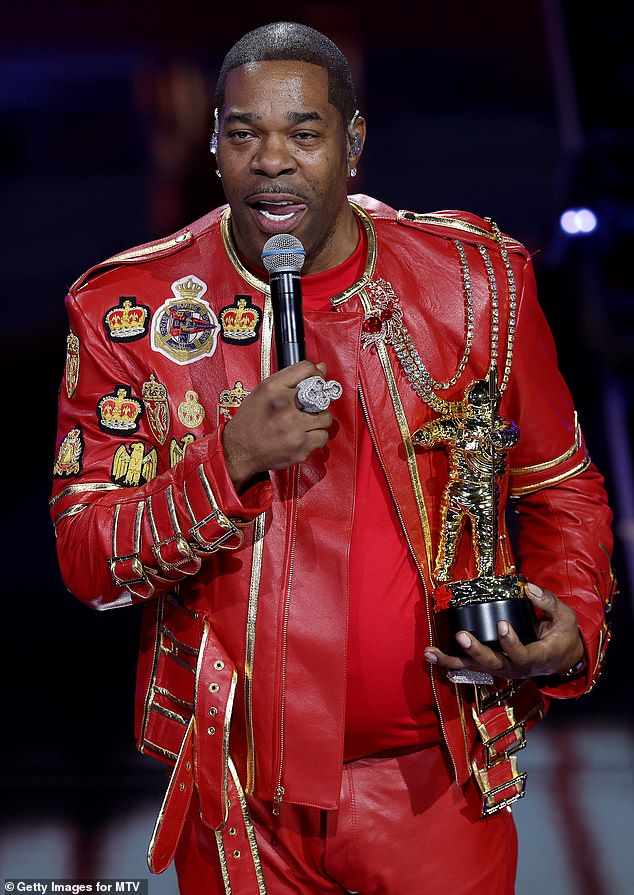 ELMONT, NEW YORK - SEPTEMBER 07: Busta Rhymes speaks onstage during the 2025 MTV Video Music Awards at UBS Arena on September 07, 2025 in Elmont, New York. (Photo by Manny Carabel/Getty Images for MTV)