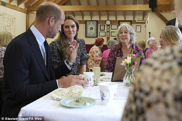 The Prince and Princess of Wales speak to members during a visit to the National Federation of Women's Institute (WI) in Sunningdale, Berkshire, to mark the third anniversary Queen Elizabeth II's death. Picture date: Monday September 8, 2025. PA Photo. Photo credit should read: Alastair Grant/PA Wire