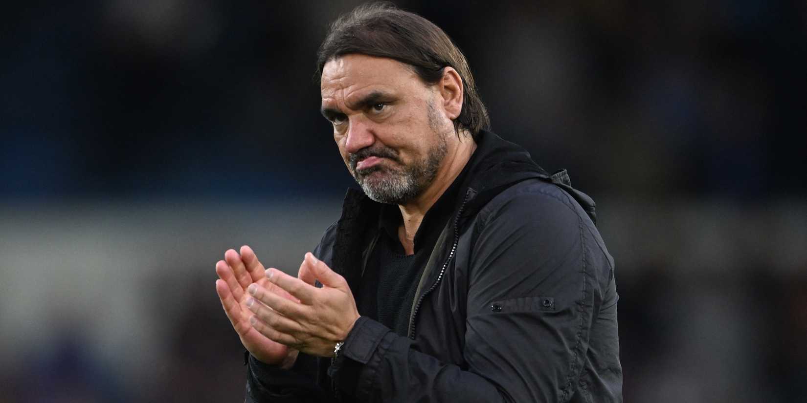 Leeds United manager Daniel Farke applauds their fans after the match