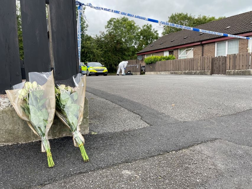 A floral tribute at the scene of the incident in the Cusher Green area of Mountnorris, Co Armagh (David Young/PA)