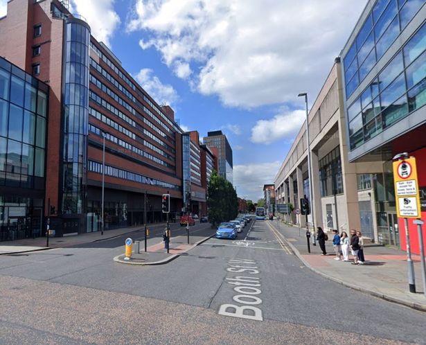 Booth Street and Oxford Road junction - where 150 cyclists ignored a red light in 40 minutes.