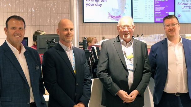 From l to r: One Retail's Andy Jones, Tom Myers - NHS Humber Health Partnership group director of estates, NLAG chair Sean Lyons, and Olly Young, business development director at One Retail