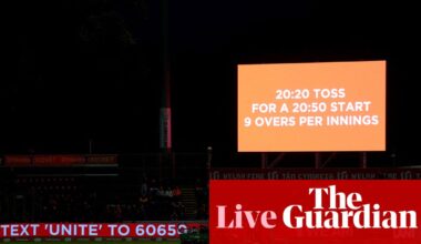 England v South Africa: first men’s T20 international gets under way after rain delay – live | Cricket
