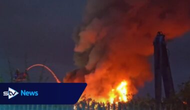 Glasgow roads closed as firefighters battle blaze at recycling centre 