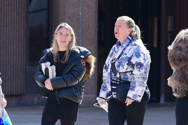 Ashley Stephens, left, and Kerry Rutledge, right, outside Liverpool Crown Court