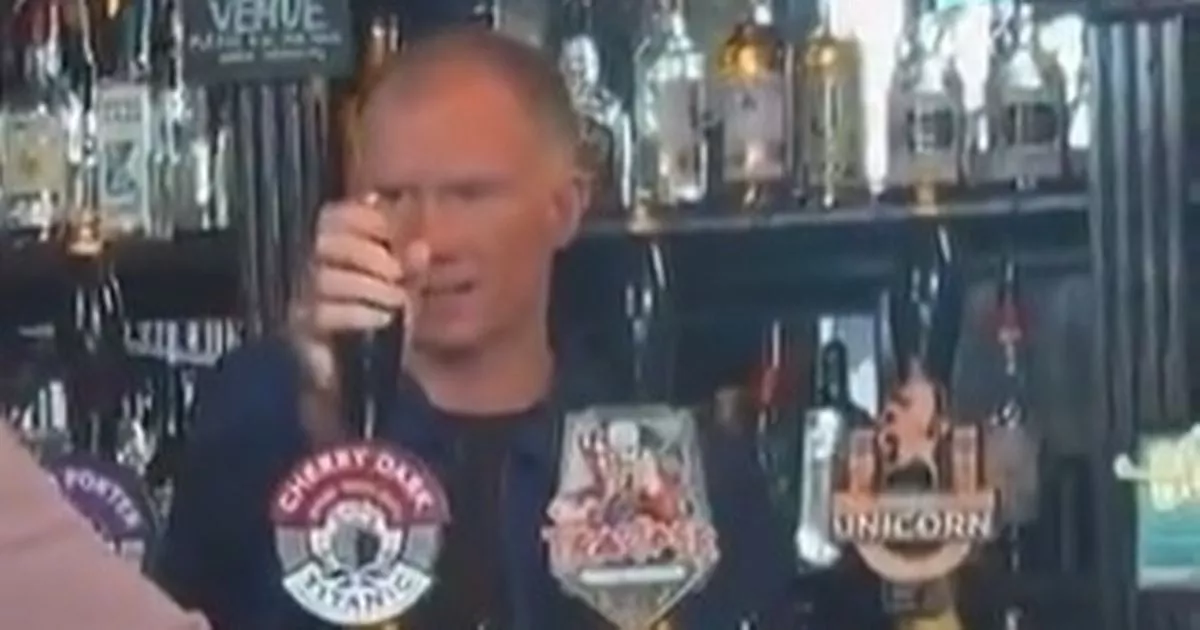 Paul Scholes pouring pints in a Manchester bar