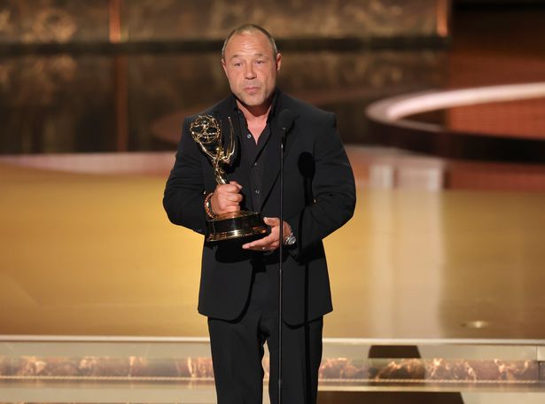 Stephen Graham accepts the Outstanding Lead Actor in a Limited or Anthology Series or Movie award for "Adolescence" onstage during the 77th Primetime Emmy Awards at Peacock Theatre in Los Angeles, California