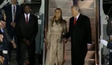 US President Trump, First Lady Melania arrive at Winfield House in London