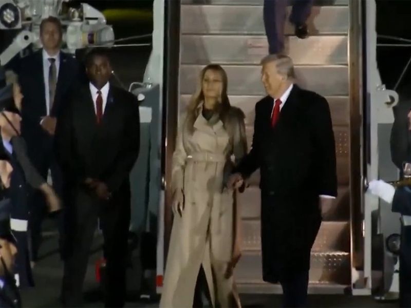 US President Trump, First Lady Melania arrive at Winfield House in London