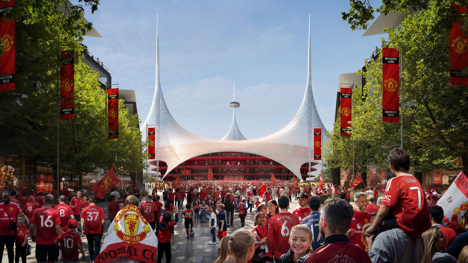 A conceptual image of what the new Manchester United stadium could look like. Pic: Foster + Partners/PA