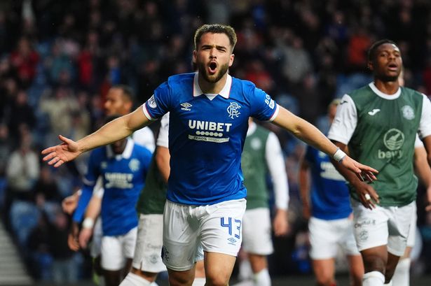 Rangers Nicolas Raskin celebrates scoring their side's first goal of the game