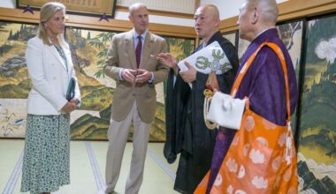 Duchess of Edinburgh and Prince Edward go barefoot in respectful nod to ancient tradition