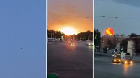 The moment a Russian missile strikes Dnipro in eastern Ukraine – video