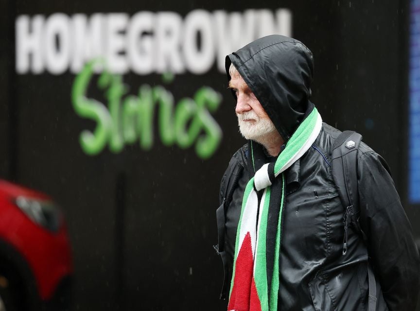 Pro-Palestinian protesters gather outside the BBC Northern Ireland office on Bedford Street in Belfast city centre. Picture by Jonathan Porter/PressEye