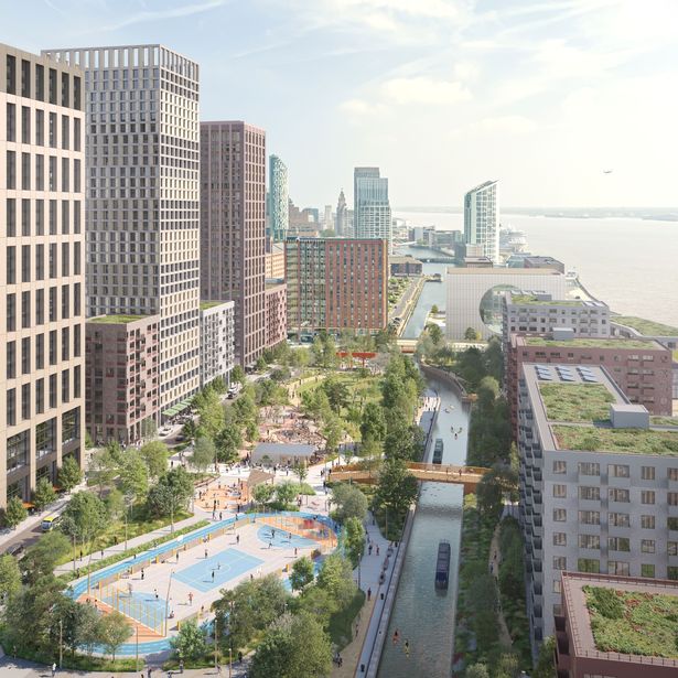 A new CGI showing how the Central Docks development at Liverpool Waters could look