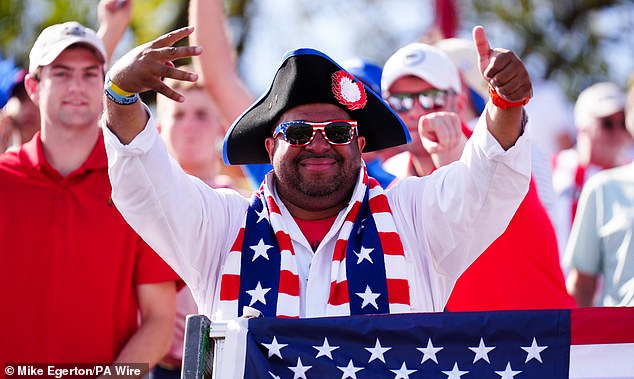 United States fans on day three of the 2025 Ryder Cup at the Bethpage Black Course, Farmingdale, New York. Picture date: Sunday September 28, 2025. PA Photo. Photo credit should read: Mike Egerton/PA Wire.RESTRICTIONS: Use subject to restrictions. Editorial use only, no commercial use without prior consent from rights holder.