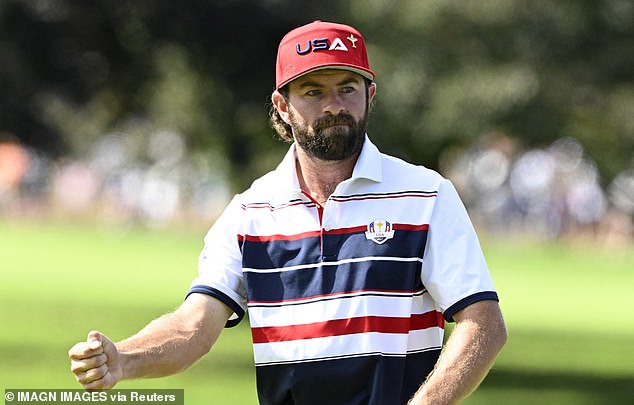 Golf - The 2025 Ryder Cup - Bethpage Black Golf Course, Farmingdale, New York, United States - September 28, 2025 Team USA's Cameron Young reacts after making birdie on the 1st hole IMAGN IMAGES via Reuters/Dennis Schneidler