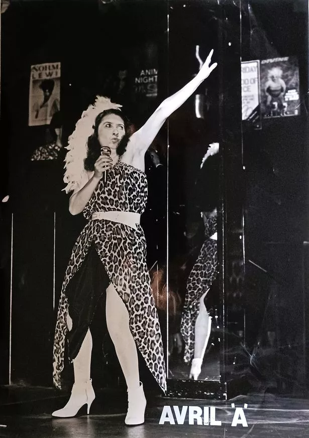 Avril A performing on stage, sometime in the 1980s