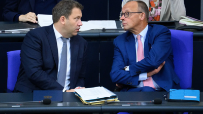 German Federal Minister of Finance Lars Klingbeil and Federal Chancellor Friedrich Merz (Image credits: AP) Germany's government closes its ranks at time of crisis