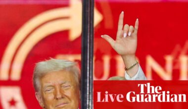 Trump hails Charlie Kirk as ‘a martyr for America’s freedom’ at memorial – US politics live | US news