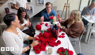 Bristol crochet café knits 100 roses for Women's Rugby World Cup