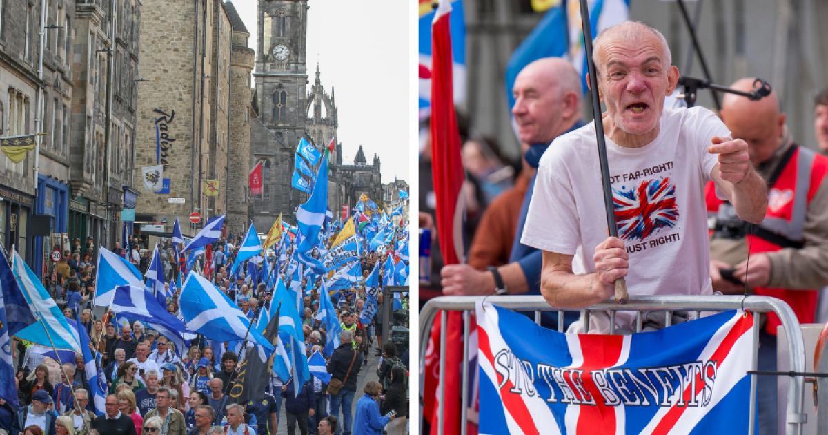 Scottish independence rally drowns out 'racist' protest in Edinburgh