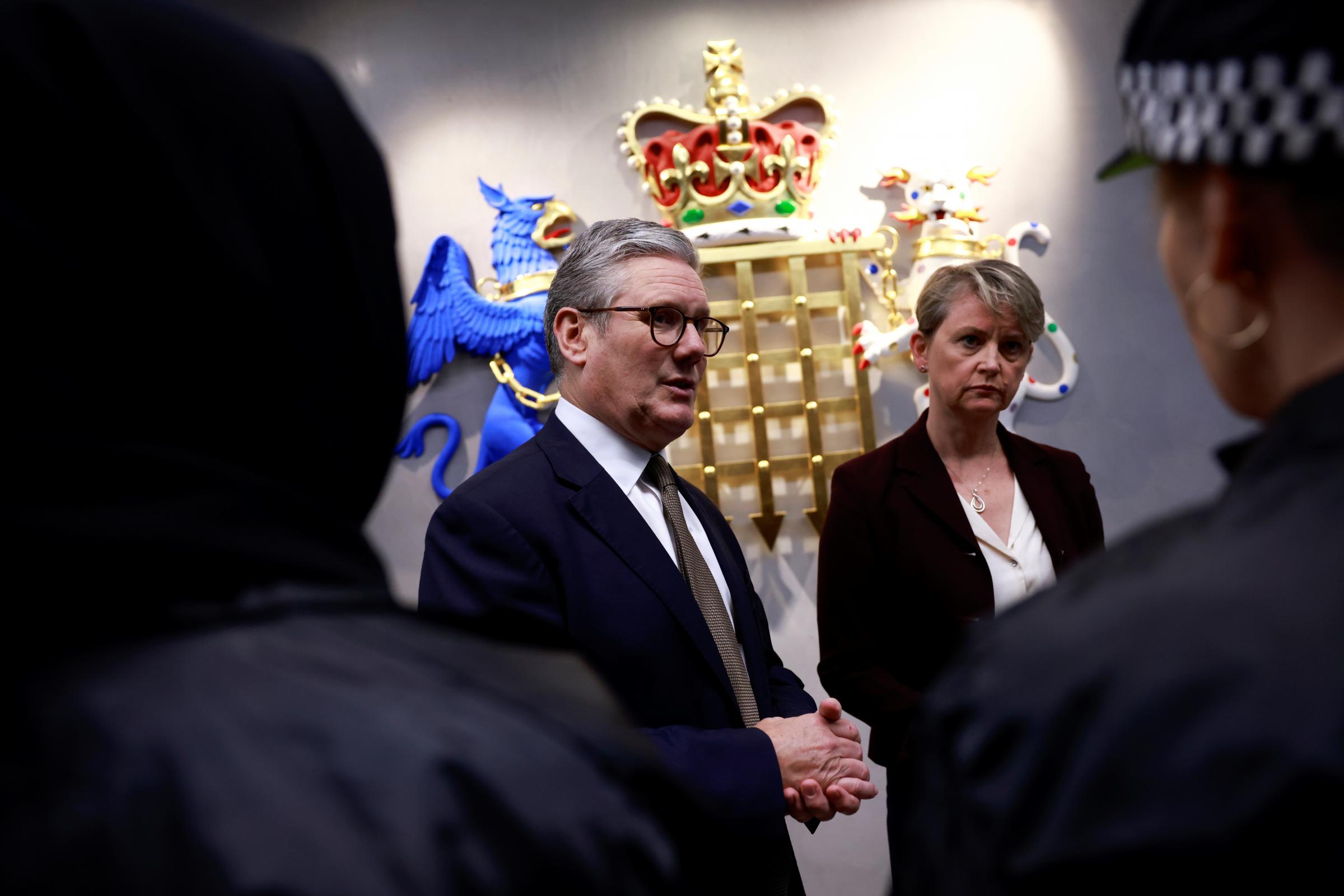 Prime Minister Sir Keir Starmer and Home Secretary Yvette Cooper at the National Crime Agency (NCA) headquarters in London, ahead of chairing a summit with senior ministers, and figures from the NCA and intelligence services, aimed at destroying the
