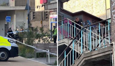 Detectives pictured at Cambridge Street Glasgow incident