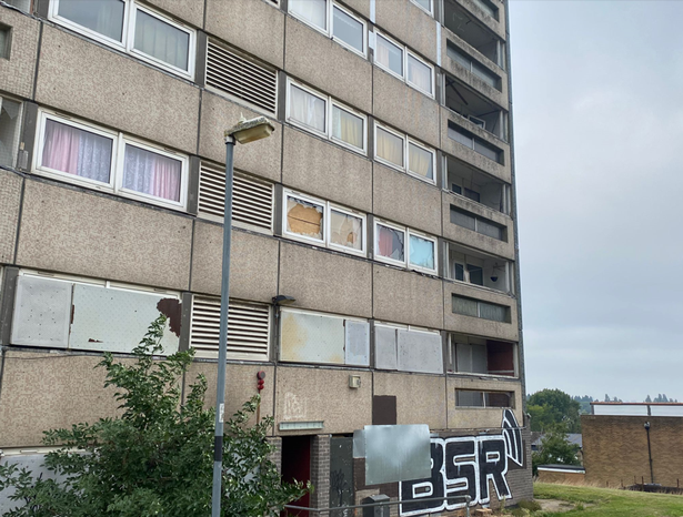 An empty tower block in Druids Heath