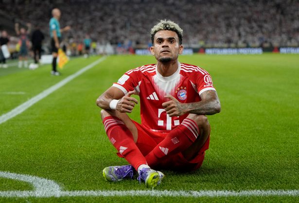 STUTTGART, GERMANY - AUGUST 16: Luis Diaz of Bayern Munich celebrates scoring his team's second goal during the Franz-Beckenbauer-Supercup 2025 match between VfB Stuttgart and FC Bayern München at MHPArena on August 16, 2025 in Stuttgart, Germany. (Photo by S. Mellar/FC Bayern via Getty Images)