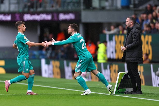 Andy Robertson comes on for Milos Kerkez during Burnley 0-1 Liverpool.