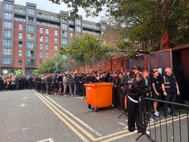 A huge queue formed in the city centre this evening