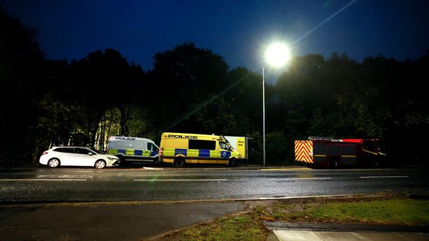 Police remain at the scene on the M57 this evening