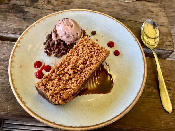 A chocolate and Biscoff brownie