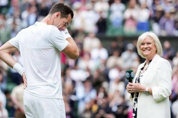 Sue Barker returned to Wimbledon in 2024 to interview Andy Murray as he played there for the last time