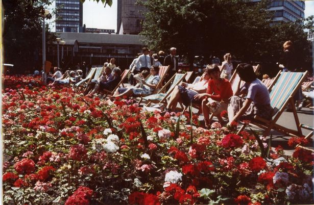 Manchester's Piccadilly Gardens in the 1980s