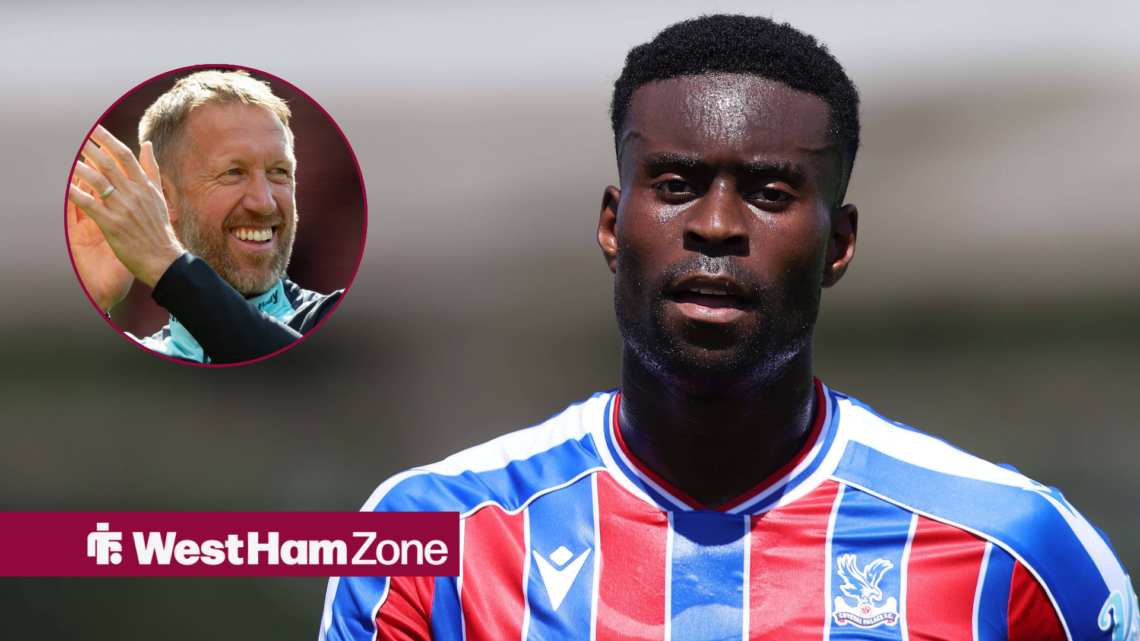 Graham Potter smiling and clapping towards Marc Guehi at Crystal Palace
