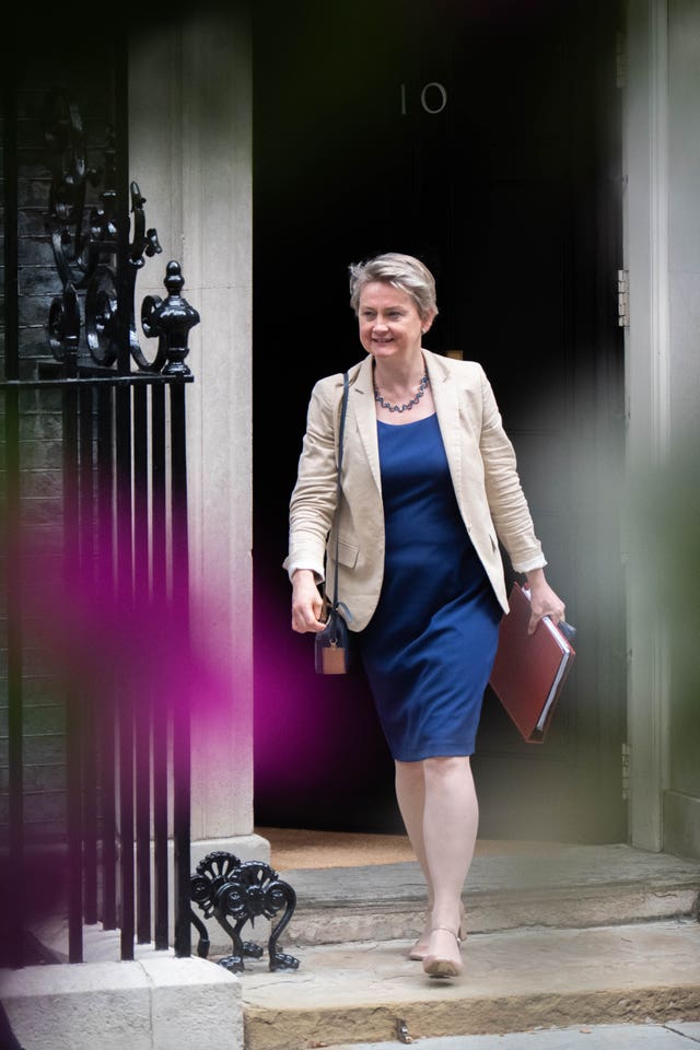 Home Secretary Yvette Cooper leaves 10 Downing Street, London, after a Cabinet meeting