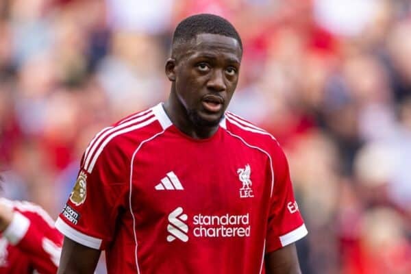 LIVERPOOL, ENGLAND - Sunday, August 31, 2025: Liverpool's Ibrahima Konaté during the FA Premier League match between Liverpool FC and Arsenal FC at Anfield. Liverpool won 1-0. (Photo by David Rawcliffe/Propaganda)